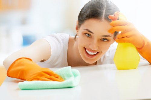 Detailed post construction cleaning in a renovated SW2 room
