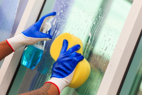 Professional carpet cleaner preparing equipment for a scheduled cleaning appointment