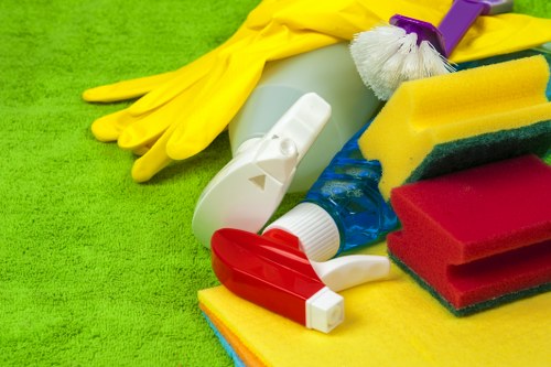 Completed carpet cleaning equipment and treated carpet in a residential property