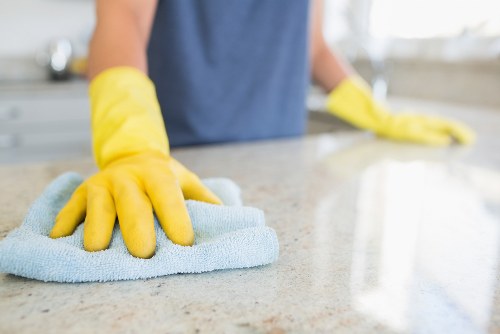 Cleaner assessing a SW2 apartment carpet cleaning job